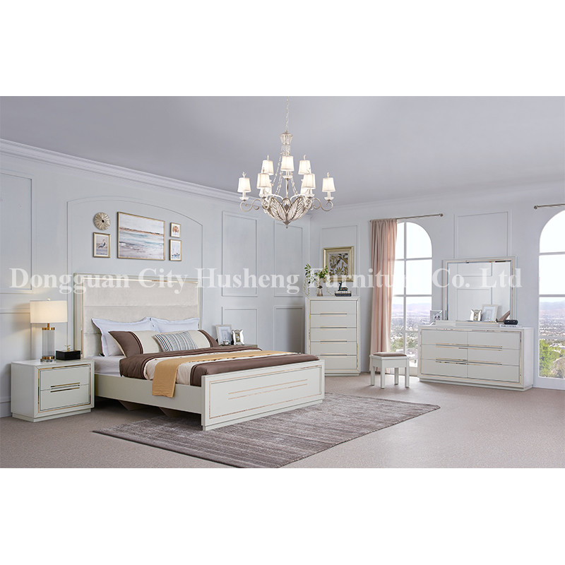 Modernne Elegantne Bed Bed Set Mööbel Kõrge Valge Glossy värvimine
